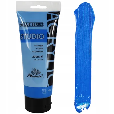 Produktbild von Acrylfarbe 200ml Tube Phoenix – 455 Seeblau (Lake Blue) – Künstlerfarbe Studio Qualität – Wasserfest für Leinwand, Holz, Steine