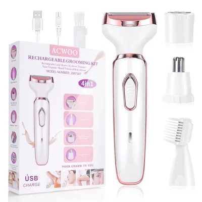 Produktbild von 4-in-1 Damenrasierer, Schmerzfreier Intimrasierer für Frauen, Haarschneider für Gesicht, Nase, Achseln, Intimbereich, Bikinizone, USB-Aufladung