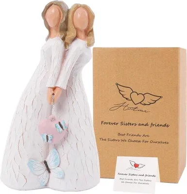 Obrázek produktu pro Figurka anděla - přátelství sester anděl strážný, nejlepší figurka přátelství, 16 cm ručně malovaná figurka sester kamarádek dárky na důkaz věčného přátelství