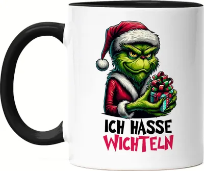 Produktbild von Ich hasse Wichteln Tasse Schwarz Weihnachtshumor Ironie Lustiger Spruch