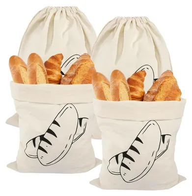 Leinen-Brotbeutel 4er-Set 40x30 cm mit Kordelzug
