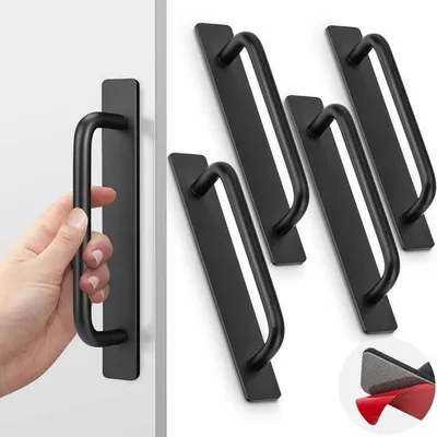 Produktbild von 4 Stück selbstklebende Türgriffe, 180 x 25 mm, Aluminium Türgriffe, selbstklebende Badezimmergriffe, selbstklebende Schlafzimmertürgriffe, selbstklebende Balkontürgriffe