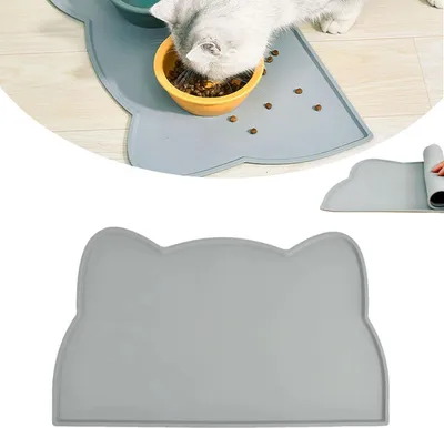Produktbild von Silikon-Napfunterlage, Silikon-Katzen- und Hundenäpfunterlage, Hunde- und Katzennapfunterlage, rutschfeste Futterunterlage für Haustiere, für Katzen und Hunde, 44 * 24 cm