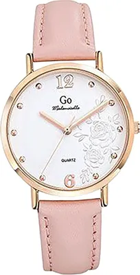 Obrázek produktu pro Pouze dámské quartzové náramkové hodinky Mademoiselle Design květinový vzor růžový kožený řemínek D2UGO699601