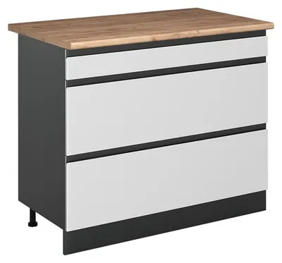 Imagen del producto de Mueble bajo de cocina Vicco R-Line Blanco/Antracita 100 cm encimera Roble dorado, Model 71568