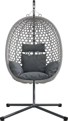 Produktbild von vidaXL Hängendes Ei-Stuhl Anthrazit und Grau 104 x 100 x 191 cm