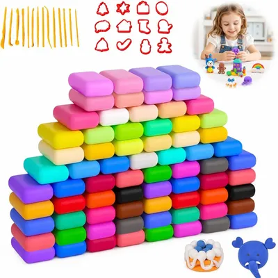 Produktbild von Solidchoice – Set mit 72 Farben lufttrocknender Modelliermasse für Kinder