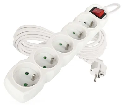 Prodlužovací kabel 7 m / 5 zásuvek / s vypínačem / bílý / PVC / 1 mm2