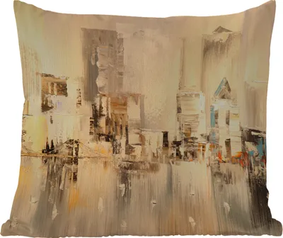 Produktbild von MuchoWow® Outdoor Kissen - Gemälde - Öl - Abstrakt - Skyline - 50x50 cm - Wetterfest - Lounge Kissen - Komfortabel - Kissen mit Bild