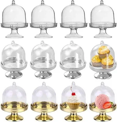 Image de Mini-présentoirs à gâteaux avec capuchon, en verre, lot de 12, mariage, décoration