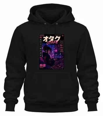 Productafbeelding van Otaku Netsui Hoodie, Anime Japan Y2K Vaporwave, Zwart, Maat M