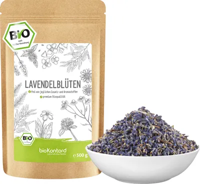 Produktbild von Lavendelblüten getrocknet 500 g I Lavendel 100 % natürlich - Lebensmittelqualität I Gewürz und Lavendeltee I bioKontor