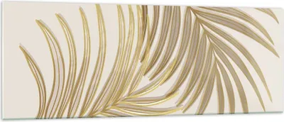 Produktbild von Bilder auf glas - Einteilig - Golden Blätter Palmen - 140x50cm - Glasbilder - Wandbilder - Bilder - zum Aufhängen bereit - Wanddekoration aus Glas - Glas Bilder - Wandbild auf Glas - GAB140x50-4738