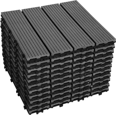 Produktbild von WPC Terrassenfliesen 30x30 cm im 11er Set für Balkon und Garten, anthrazit