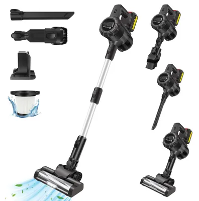 Image de Aspirateur sans fil rechargeable - 3-en-1 (aspirateur à main) - Puissance d'aspiration de 30 000 Pa - Filtre HEPA - Autonomie de 35 minutes - Idéal pour les poils d'animaux et les tapis - 1 batterie - Prise européenne