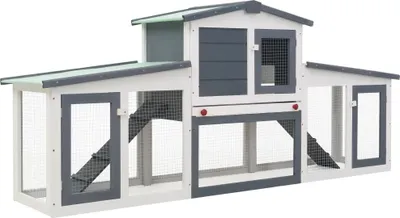 Immagine prodotto di Conigliera per Esterni Grande Grigia e Bianca 201x45x85cm in Legno