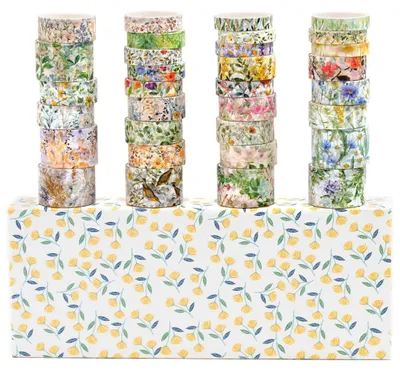 Obrázok produktu pre Sada 32 roliek kvetinových lepiacich pásov (washi tape) pre kreatívne projekty
