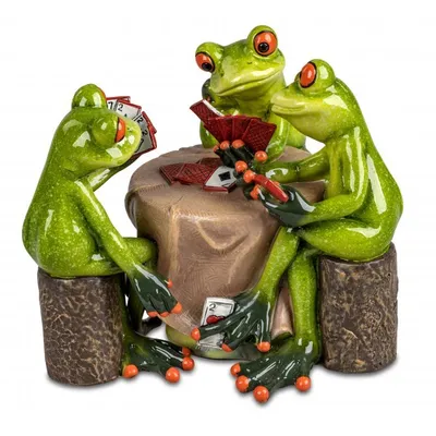 Produktbild von Formano Lustige Frösche Skatspieler 16cm Figur Dekoration Kartenspiel Frosch
