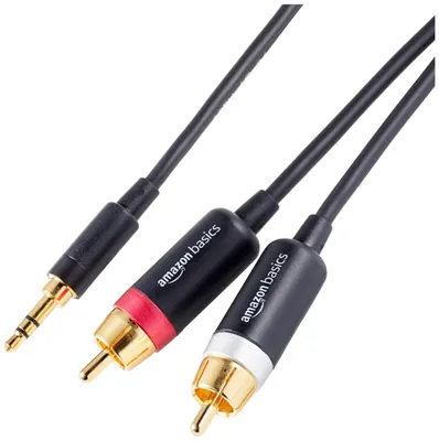 Obrázok produktu pre AmazonBasics PBH-19822, 3.5mm, Samec, 2 x RCA, Samec, 2,4 m, Čierna