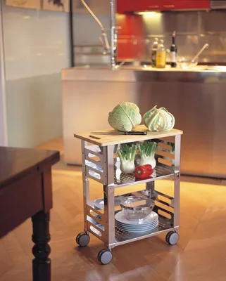 Graepel High Tech P.U.B. Kitchen Trolley aus Edelstahl mit Holzschneidebrett Graepel Hightech K00042301