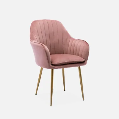 Immagine prodotto di Poltrona in velluto con gambe in metallo, Rosa antico