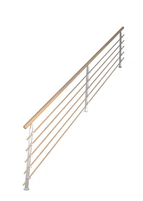 Produktbild von Treppengeländer Modell Lindos 1/4 Gewendelt Eiche-Designgeländer Holzrundstäbe-Rechts