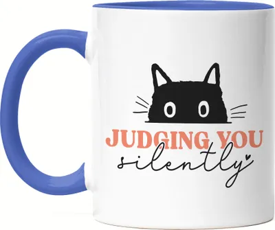 Produktbild von Judging you Silently Tasse Blau Cat-Mom Haustier Katzenbesitzerin