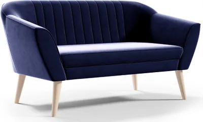 Produktbild von GUTTO Sofa 2 Sitzer -- KEYA -- Blau Sitzbank Samt Holzfüße Schnelle Lieferung skandinavischer Stil - schöne Steppung