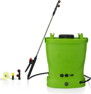 Produktbild von Elektrisches Sprühgerät 16 l mit 12-V-Akku 8 Ah, 6 bar – Dachsprühgerät mit Teleskoplanze, 3 Düsen und VITO-Ladegerät