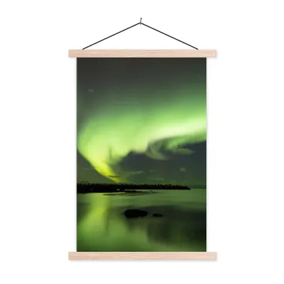 Produktbild von MuchoWow® Textilposter Nordlichter - Grün - Norwegen 40x60 cm mit holzfarbenen Rahmen - Poster