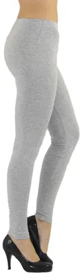 Produktbild von Damen Leggings Leggins lang hoher Bund hellgrau M