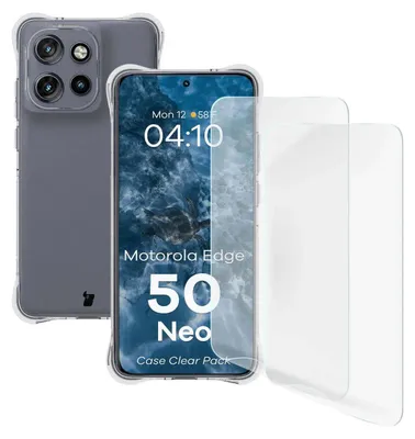 Produktbild von Handyhülle + 2x Folie für Motorola Edge 50 Neo, Bizon Case Clear Pack, Transparent