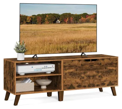Image de VASAGLE, meuble TV, longueur 140 cm, pour téléviseurs jusqu'à 65 pouces, avec 2 portes