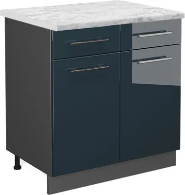 Obrázek produktu pro Spodní skříňka kuchyňské linky Vicco Fame-Line Tmavě modrá s vysokým leskem 80 cm , PD Mramor, Model 48812