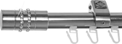Produktbild von Innenlauf Edelstahl Look Gardinenstange 20mm Deckenträger 1-läufig Kristall, Länge wählbar D50 E80 I
