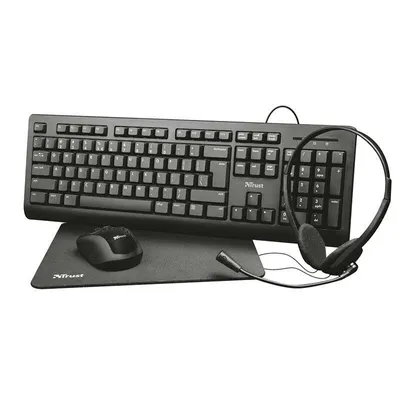 Produktbild von Trust Primo, Volle Größe (100%), Kabelgebunden, USB, QWERTY, Schwarz, Maus enthalten