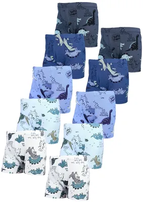 Produktbild von TupTam Jungen Boxershorts Unterhose Kinder Boxer Unterwäsche 10er Pack, Farbe: 10er Pack Boxers Dino Blau Beige Grau, Größe: 92-98