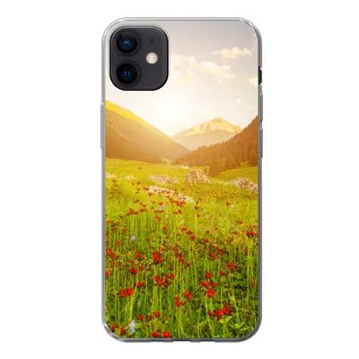 Produktbild von MuchoWow® Handyhülle Schutzhülle Hülle für iPhone 12 mini Blumen - Berg - Sonne Silikon Softcase Handy Hülle - Bild