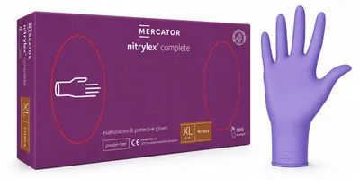Produktbild von Einweghandschuhe Mercator NITRYLEX COMPLETE Nitril violett Größe XL 100 Stück