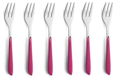 Produktbild von Kuppels 6-tlg. Kuchengabel Set PRISMA 6-teilig himbeerrot hochglanzpoliert