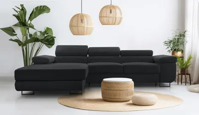 Produktbild von AX LIVING Cord Couch L Form – Arborio L 280 cm Ecksofa in Dunkelgrau