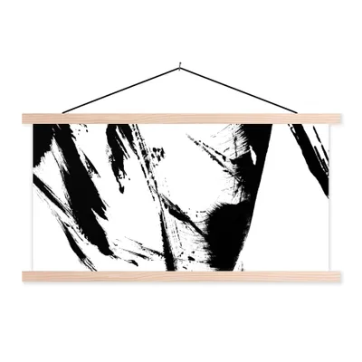 Produktbild von MuchoWow® Textilposter Farbe - Schwarz - Abstrakt 120x60 cm mit holzfarbenen Rahmen - Klemmleiste