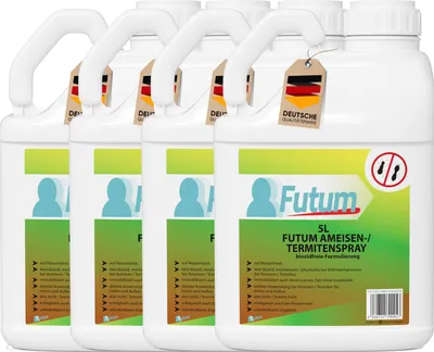 Produktbild von Futum 4x5L Ameisenspray | Biozdfreies Ameisenmittel | auf Wasserbasis gegen Ameisen, Termiten, Larven & Eier