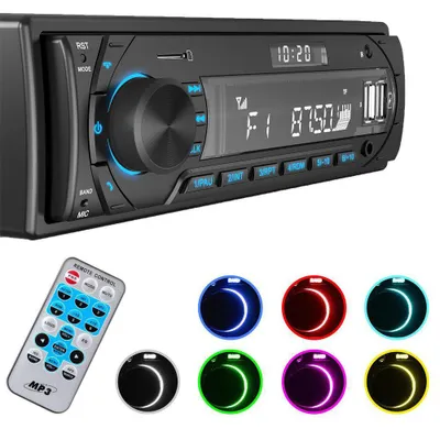 Obrázek produktu pro Autorádio Bluetooth s 1 Din s 2 USB/AUX/SD kartou/MP3 přehrávačem 7 barev