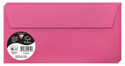 Zdjęcie produktu dla Koperty Clairefontaine DL Pollen 120 g, kolor fuksja, 20 sztuk