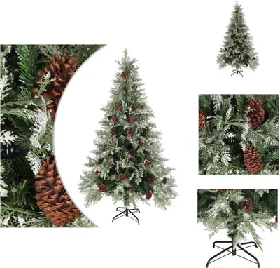 Produktbild von vidaXL Weihnachtsbaum mit Zapfen Grün und Weiß 195 cm PVC & PE - Weihnachtsbäume