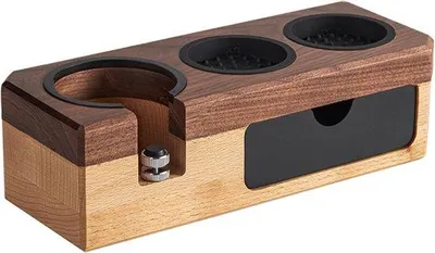 Obrázek produktu pro Stojan pro pákové kávovary - držák páky - pro přípravu kávy - nastavitelný, dřevěný - 51-58 mm - barva dřeva