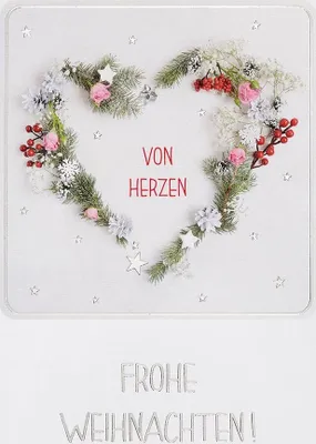 Produktbild von Weihnachten Unverpackte Glückwunschkarte Von Herzen Frohe Weihnachten mit Briefumschlag
