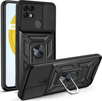 Image de Realme C21 Case with Ring, Stand, Camera Protection, TPU Bumper, Silicone Case for OPPO Realme C21 Black