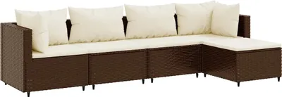 Produktbild von vidaXL 5-tlg. Garten-Lounge-Set mit Kissen Braun Poly Rattan